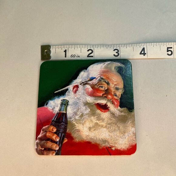 4 Pack Coca-Cola Classic Santa Claus with Coke Coasters 3.5” x 3.5” Square - Picture 4 of 5